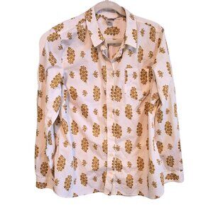 Duluth Trading Co Women's Printmaker Cotton Poplin Long Sleeve Shirt XL